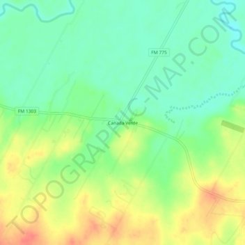 Mapa topográfico Canada Verde, altitud, relieve