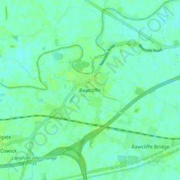 Mapa topográfico Rawcliffe, altitud, relieve