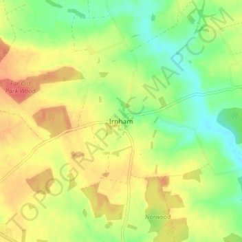 Mapa topográfico Irnham, altitud, relieve