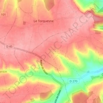 Mapa topográfico Ozane, altitud, relieve