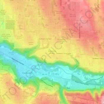 Mapa topográfico Maplewood Heights, altitud, relieve