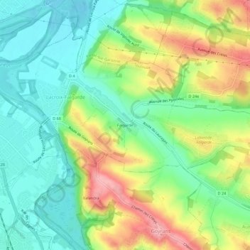Mapa topográfico Falgarde, altitud, relieve