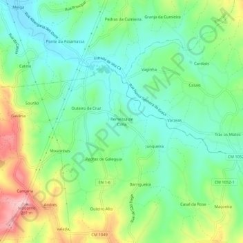 Mapa topográfico Remessa de Cima, altitud, relieve