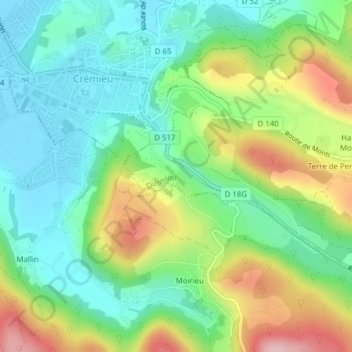 Mapa topográfico Blied, altitud, relieve