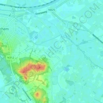 Mapa topográfico Zwiep, altitud, relieve