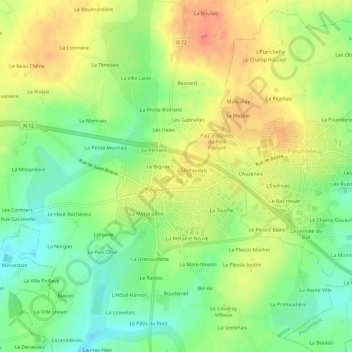 Mapa topográfico La Bastille, altitud, relieve