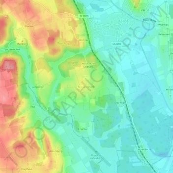 Mapa topográfico Niclasreuth, altitud, relieve