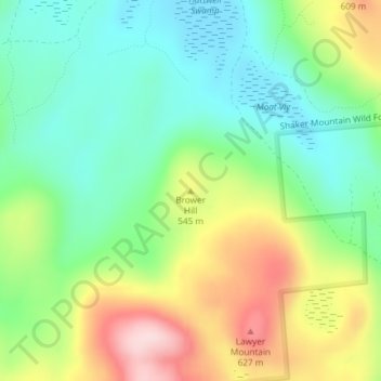 Mapa topográfico Brower Hill, altitud, relieve