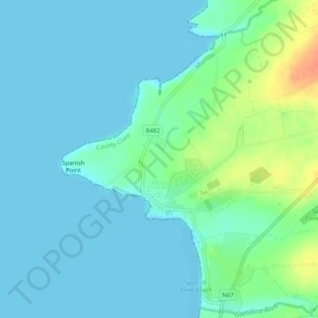 Mapa topográfico Spanish Point, altitud, relieve