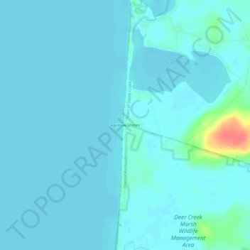 Mapa topográfico Rainbow Shores, altitud, relieve