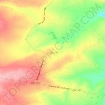 Mapa topográfico El Bothé, altitud, relieve