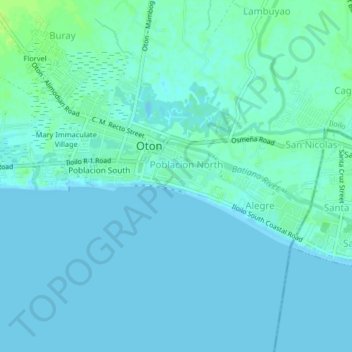 Mapa topográfico Poblacion East, altitud, relieve
