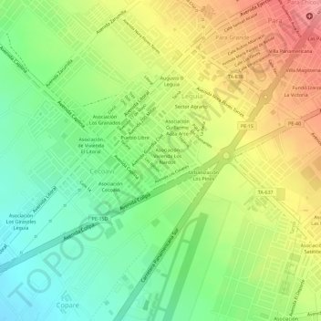 Mapa topográfico 79, altitud, relieve