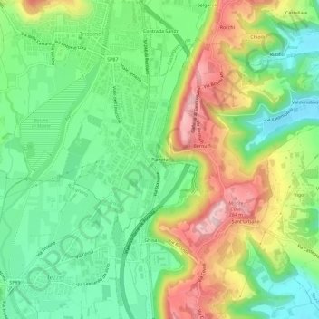 Mapa topográfico Pianeta, altitud, relieve