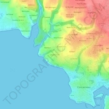 Mapa topográfico Landan Creis, altitud, relieve