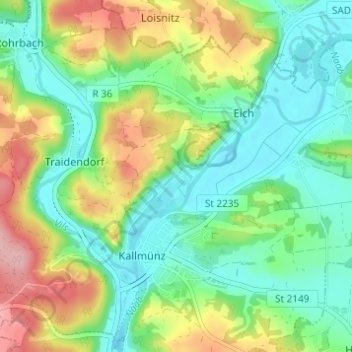 Mapa topográfico Zaar, altitud, relieve