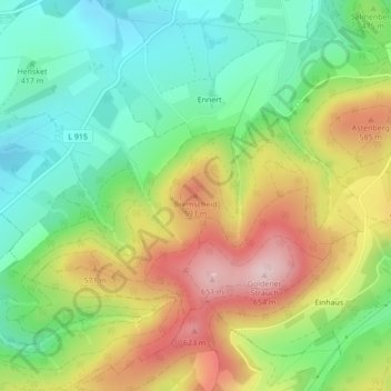 Mapa topográfico Bremscheid, altitud, relieve