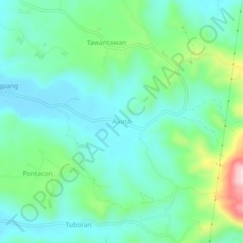 Mapa topográfico Aluna, altitud, relieve