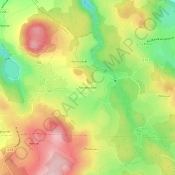 Mapa topográfico Montmoulard, altitud, relieve