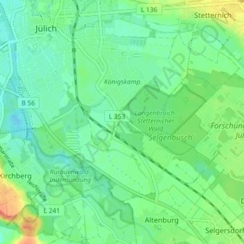 Mapa topográfico Lorsbeck, altitud, relieve