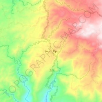 Mapa topográfico South Upi, altitud, relieve