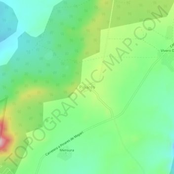 Mapa topográfico Pinares, altitud, relieve