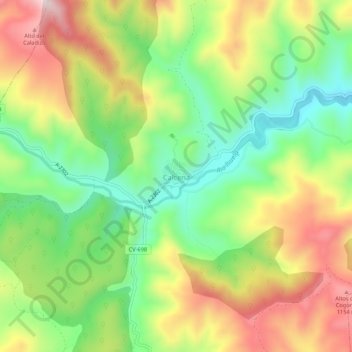 Mapa topográfico Calcena, altitud, relieve