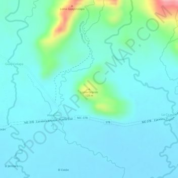 Mapa topográfico Loma Grande, altitud, relieve