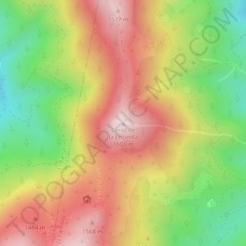 Mapa topográfico Cerro de la Encinilla, altitud, relieve