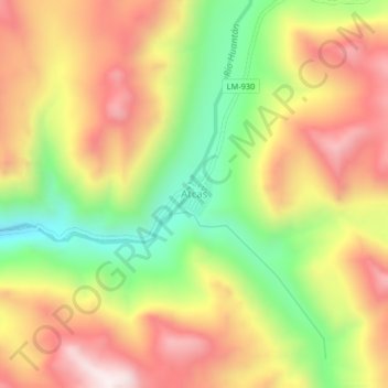 Mapa topográfico Atcas, altitud, relieve