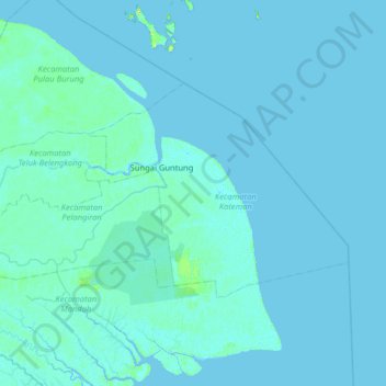 Mapa topográfico Pulau Kateman, altitud, relieve