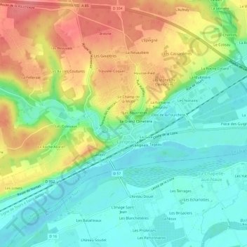 Mapa topográfico Fougeray, altitud, relieve