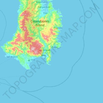 Mapa topográfico Maguinling Island, altitud, relieve