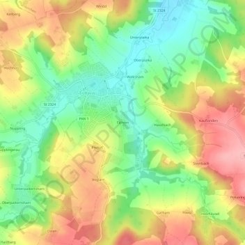 Mapa topográfico Fichten, altitud, relieve
