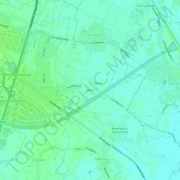 Mapa topográfico Terrin, altitud, relieve