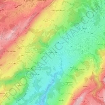 Mapa topográfico Bremenried, altitud, relieve