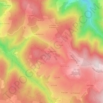 Mapa topográfico Le Sapillon, altitud, relieve