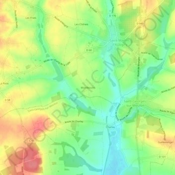 Mapa topográfico Montboulin, altitud, relieve