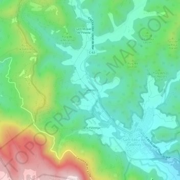 Mapa topográfico Pallerols, altitud, relieve