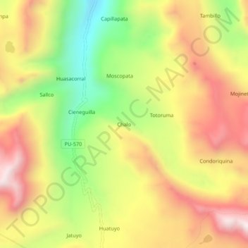 Mapa topográfico Chalo, altitud, relieve
