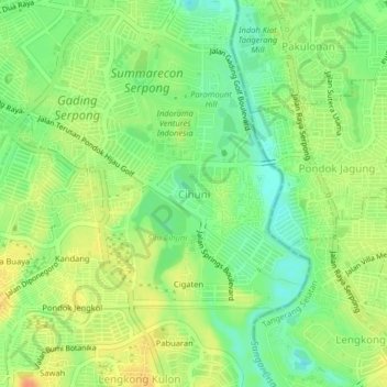 Mapa topográfico Cihuni, altitud, relieve