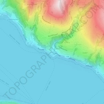 Mapa topográfico Gunten, altitud, relieve