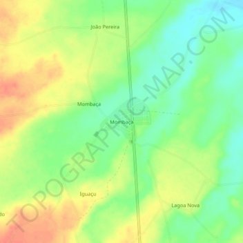 Mapa topográfico Mombaça, altitud, relieve