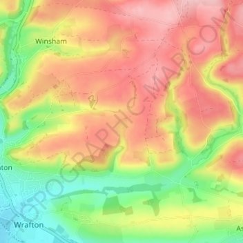 Mapa topográfico Ash Barton, altitud, relieve