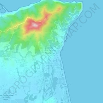 Mapa topográfico Cabo Negro, altitud, relieve