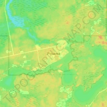 Mapa topográfico Pinawa, altitud, relieve
