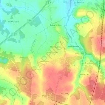 Mapa topográfico Saint-Georges, altitud, relieve