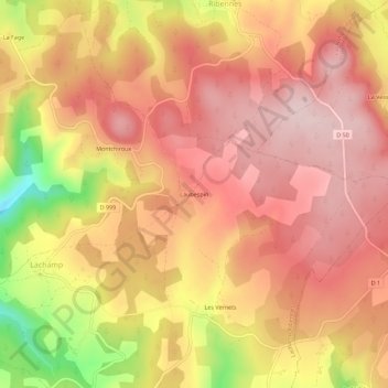 Mapa topográfico Laubespin, altitud, relieve