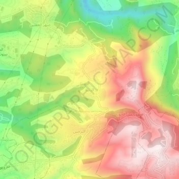 Mapa topográfico Debbieh, altitud, relieve