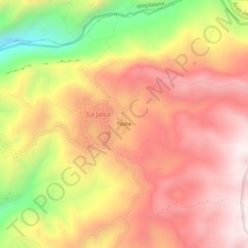Mapa topográfico Toche, altitud, relieve